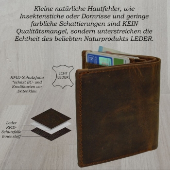 Kleine Sportlich handliche Geldbörse Herren Portemonnaie Design Wild Tribes Only Braun